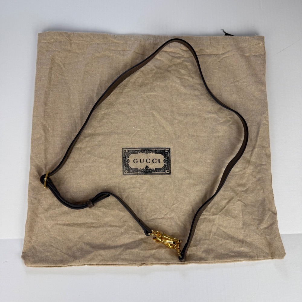 Gucci Dark Brown Pebbled Leather Adjustable Shoulder Strap Gold Hardware & Bag